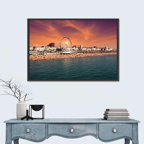 The Towering Brighton Wheel Panoramic Canvas Wall Art-1 Piece-36" x 12"-Tiaracle
