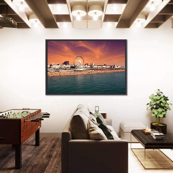 The Towering Brighton Wheel Panoramic Canvas Wall Art-1 Piece-36" x 12"-Tiaracle