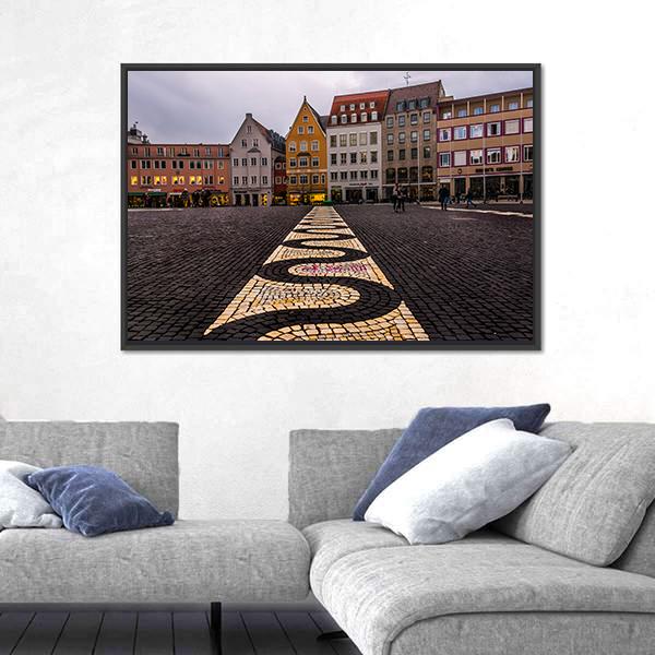 The Town Hall Of Augsburg Canvas Wall Art-1 Piece-Floating Frame-24" x 16"-Tiaracle