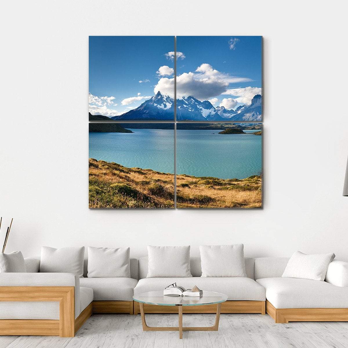 Torres del Paine National Park Canvas Wall Art-4 Square-Gallery Wrap-17" x 17"-Tiaracle