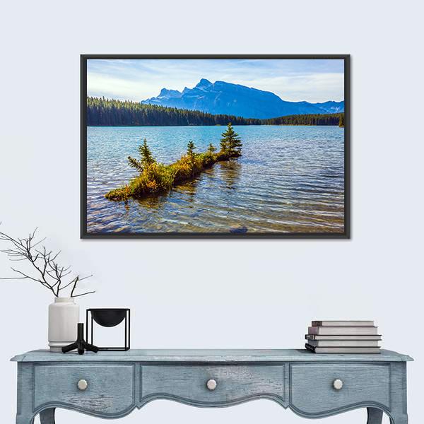 The Two Jack Lake Canvas Wall Art-3 Horizontal-Gallery Wrap-25" x 16"-Tiaracle