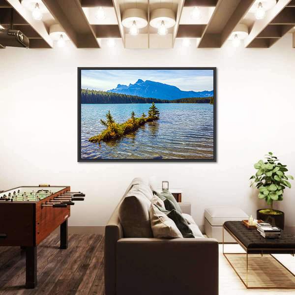 The Two Jack Lake Canvas Wall Art-3 Horizontal-Gallery Wrap-25" x 16"-Tiaracle