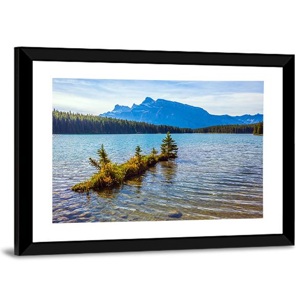The Two Jack Lake Canvas Wall Art-3 Horizontal-Gallery Wrap-25" x 16"-Tiaracle