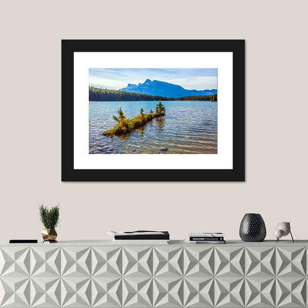 The Two Jack Lake Canvas Wall Art-3 Horizontal-Gallery Wrap-25" x 16"-Tiaracle