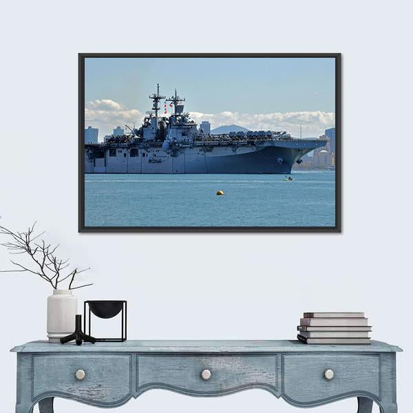 The USS Boxer Departing Canvas Wall Art-3 Horizontal-Gallery Wrap-25" x 16"-Tiaracle
