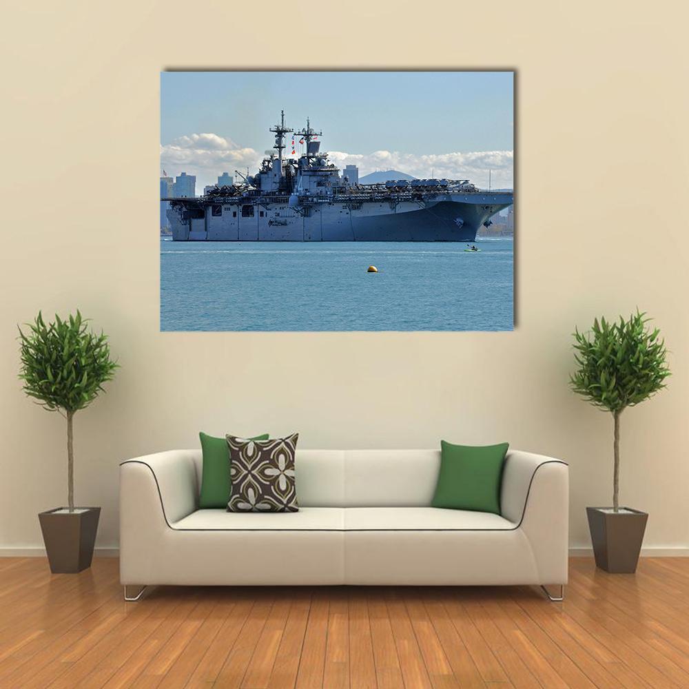 The USS Boxer Departing Canvas Wall Art-3 Horizontal-Gallery Wrap-25" x 16"-Tiaracle