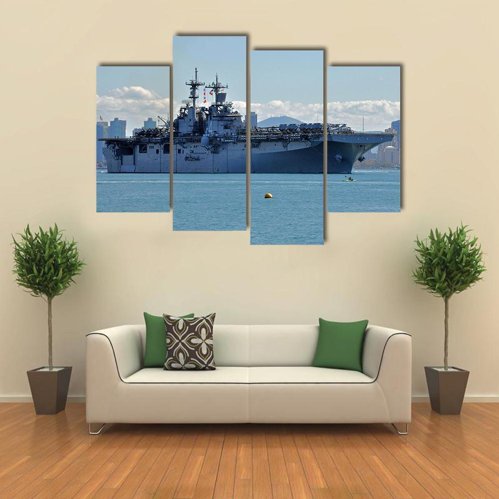 The USS Boxer Departing Canvas Wall Art-3 Horizontal-Gallery Wrap-25" x 16"-Tiaracle