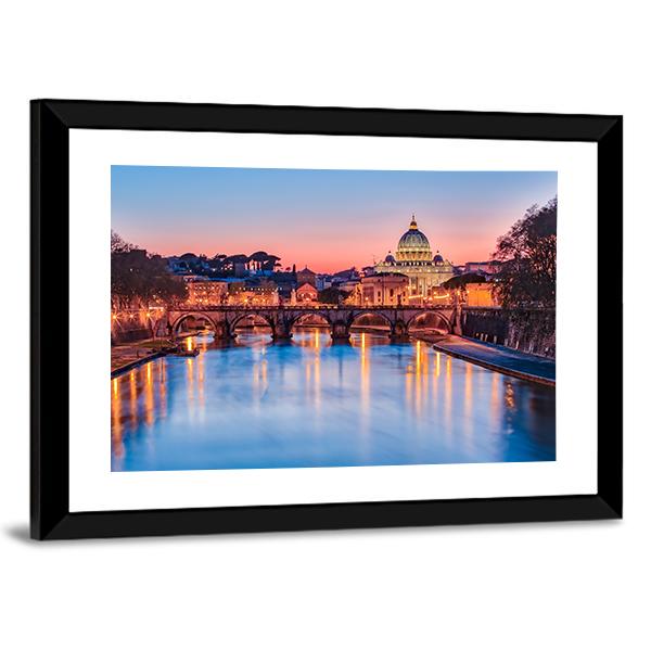 The Vatican City At Night Panoramic Canvas Wall Art-1 Piece-36" x 12"-Tiaracle