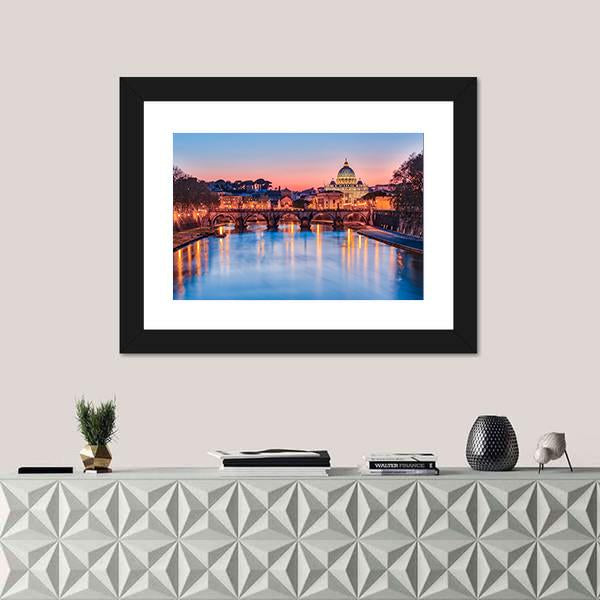The Vatican City At Night Panoramic Canvas Wall Art-1 Piece-36" x 12"-Tiaracle