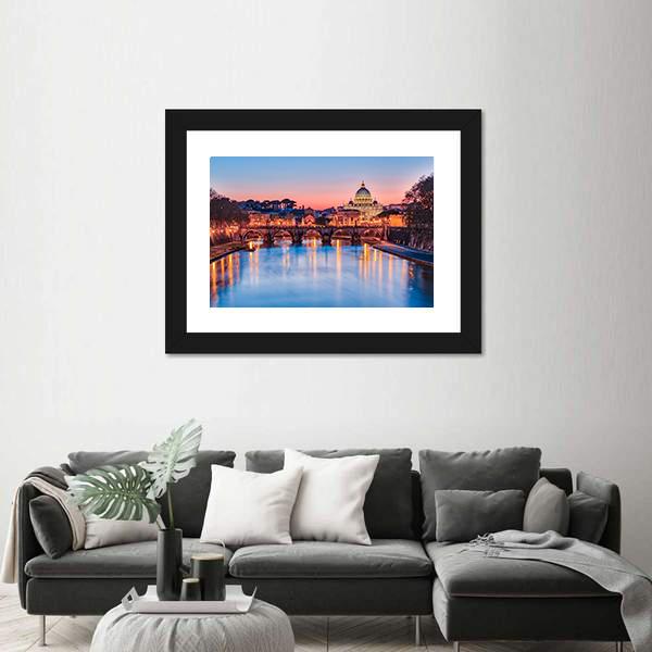 The Vatican City At Night Panoramic Canvas Wall Art-1 Piece-36" x 12"-Tiaracle