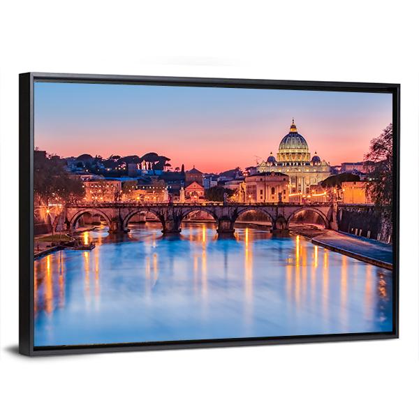 The Vatican City At Night Panoramic Canvas Wall Art-1 Piece-36" x 12"-Tiaracle