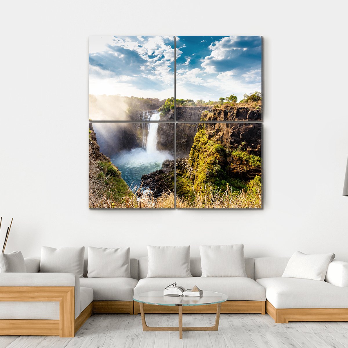 The Victoria Falls Canvas Wall Art-4 Square-Gallery Wrap-17" x 17"-Tiaracle