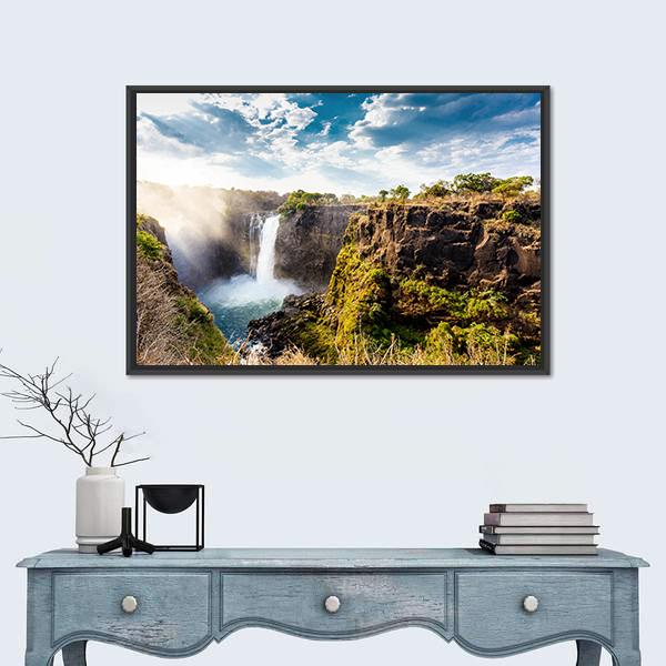 The Victoria Falls Panoramic Canvas Wall Art-1 Piece-36" x 12"-Tiaracle