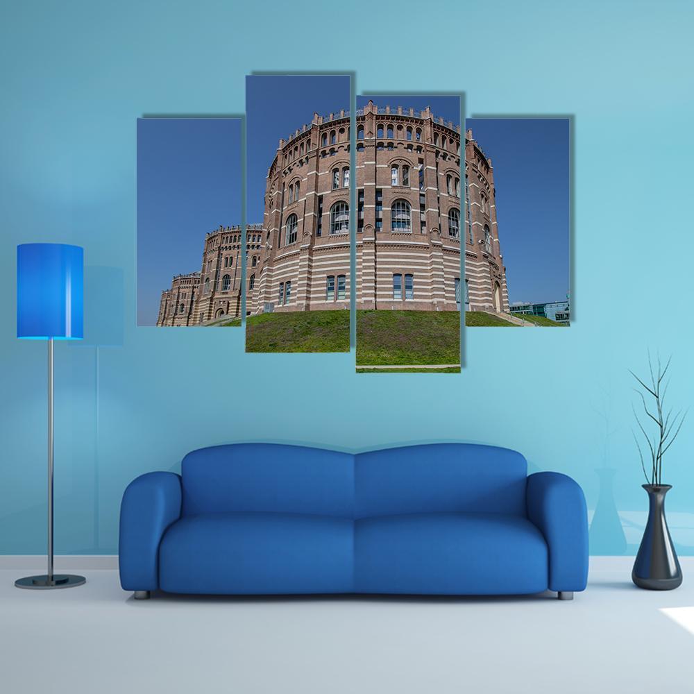The Vienna Gasometer Vienna Canvas Wall Art-4 Pop-Gallery Wrap-50" x 32"-Tiaracle