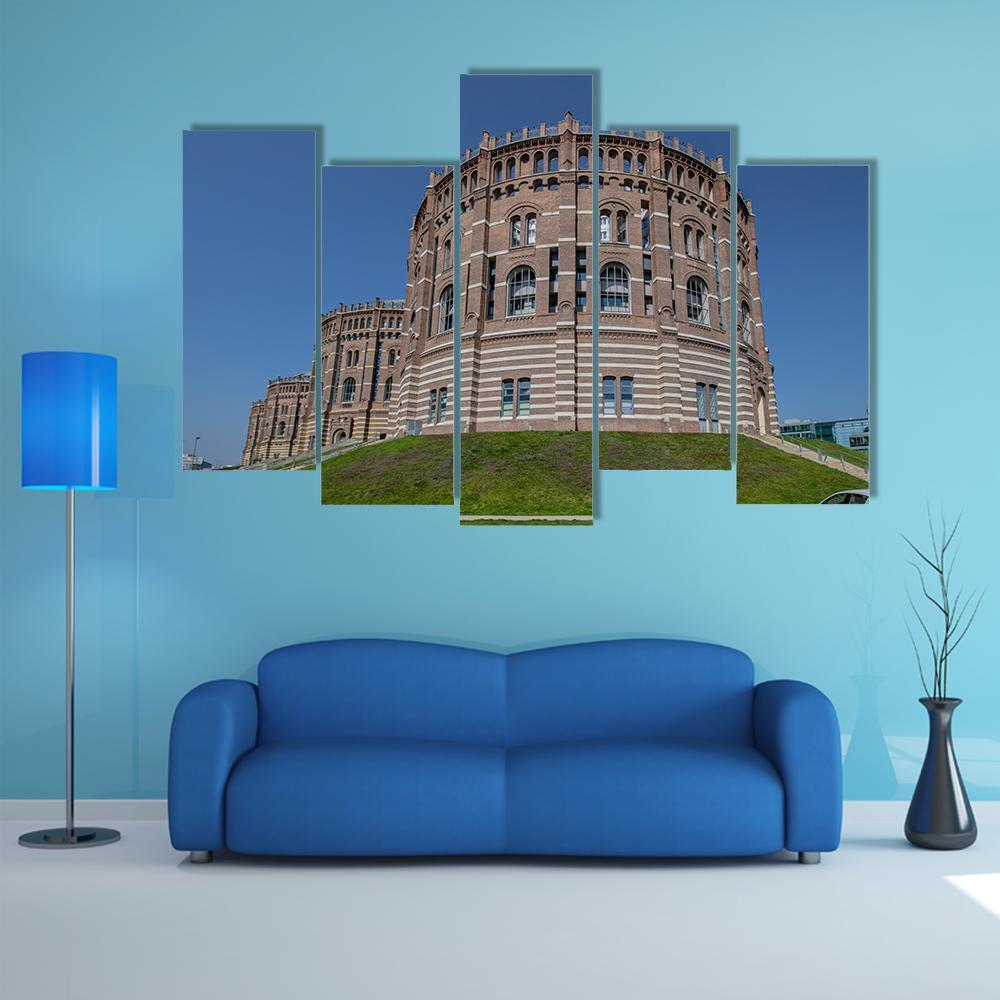 The Vienna Gasometer Vienna Canvas Wall Art-5 Pop-Gallery Wrap-47" x 32"-Tiaracle