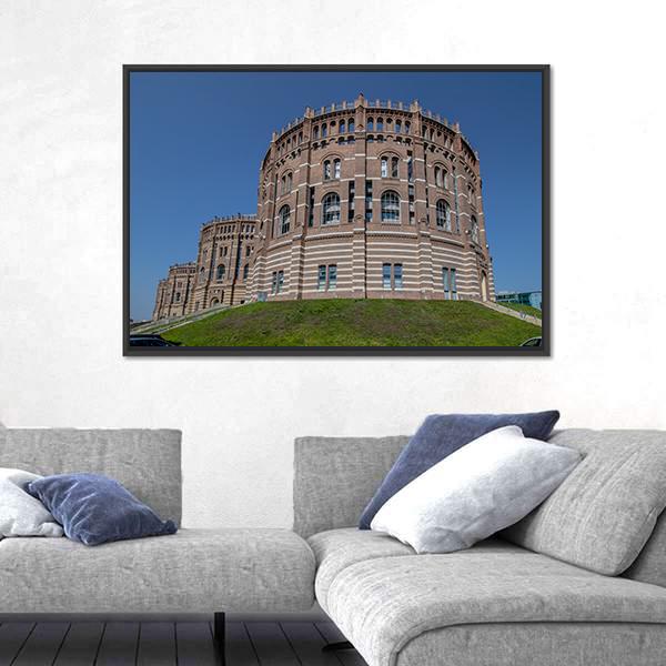 The Vienna Gasometer Vienna Canvas Wall Art-1 Piece-Floating Frame-36" x 24"-Tiaracle