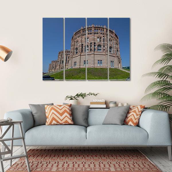 The Vienna Gasometer Vienna Canvas Wall Art-4 Horizontal-Gallery Wrap-34" x 24"-Tiaracle