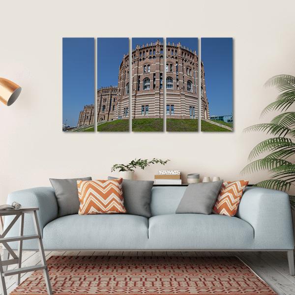 The Vienna Gasometer Vienna Canvas Wall Art-5 Horizontal-Gallery Wrap-22" x 12"-Tiaracle