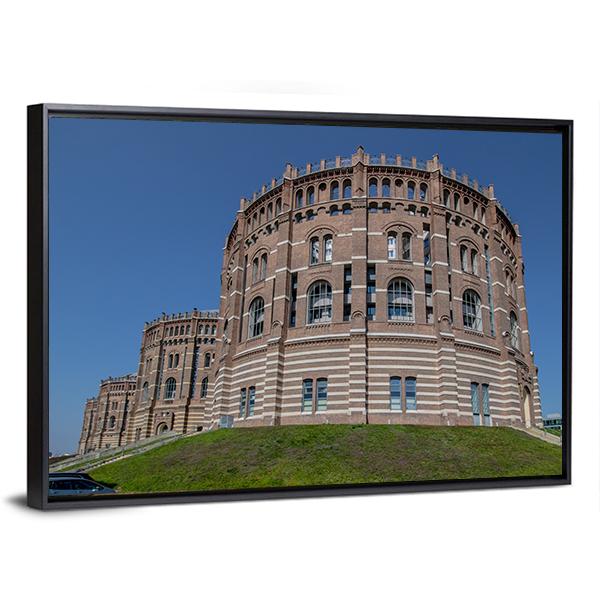 The Vienna Gasometer Vienna Canvas Wall Art-3 Horizontal-Gallery Wrap-25" x 16"-Tiaracle