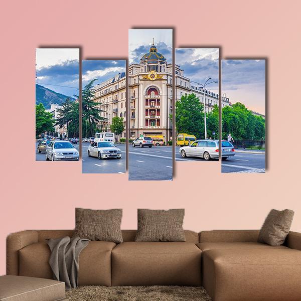 View From Baratashvili Bridge Canvas Wall Art-5 Pop-Gallery Wrap-47" x 32"-Tiaracle