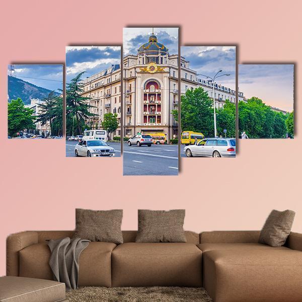 View From Baratashvili Bridge Canvas Wall Art-5 Pop-Gallery Wrap-47" x 32"-Tiaracle