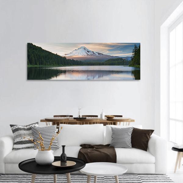 Volcano Mountain Mount Hood Panoramic Canvas Wall Art-3 Piece-25" x 08"-Tiaracle