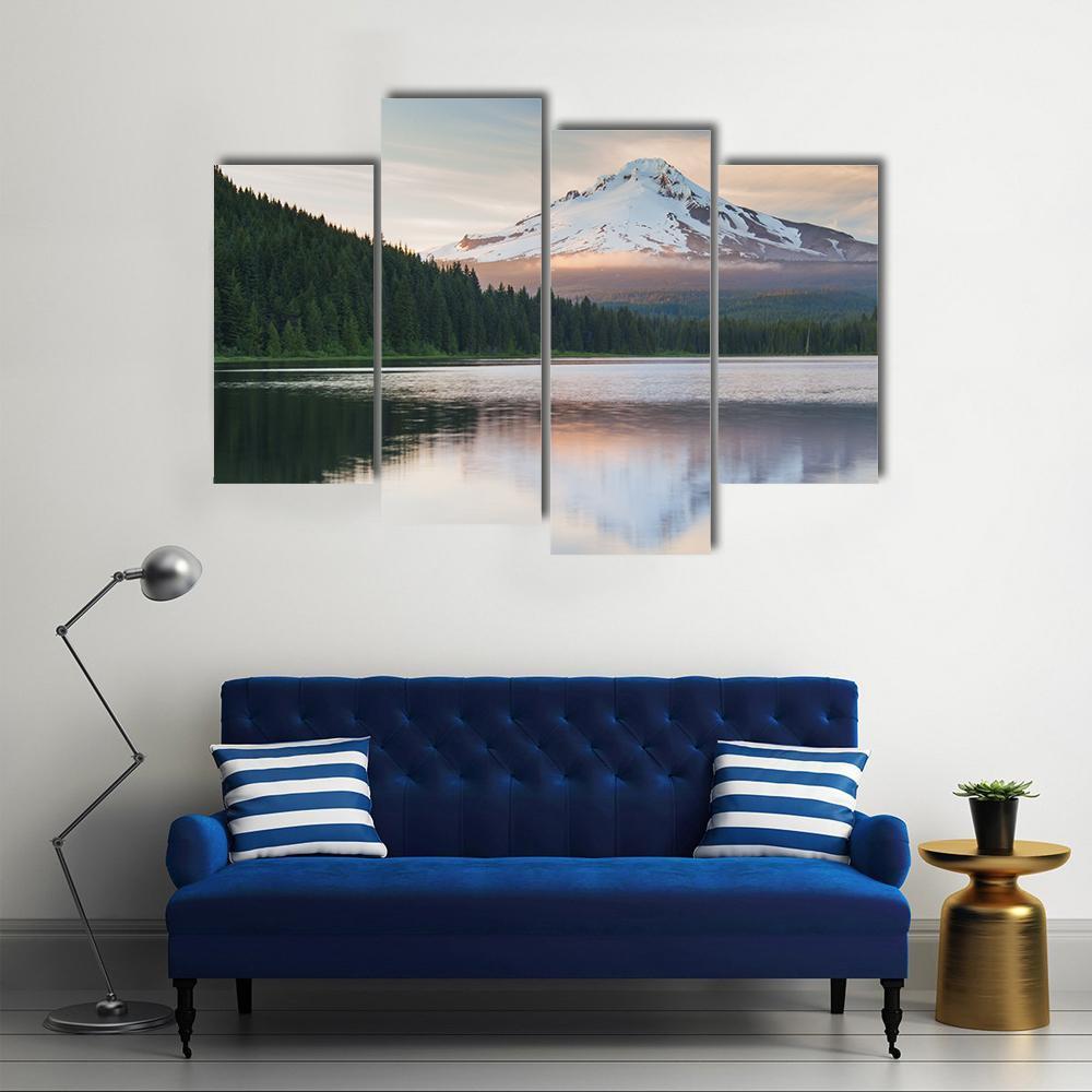 Volcano Mountain Mt Hood Canvas Wall Art-4 Pop-Gallery Wrap-50" x 32"-Tiaracle