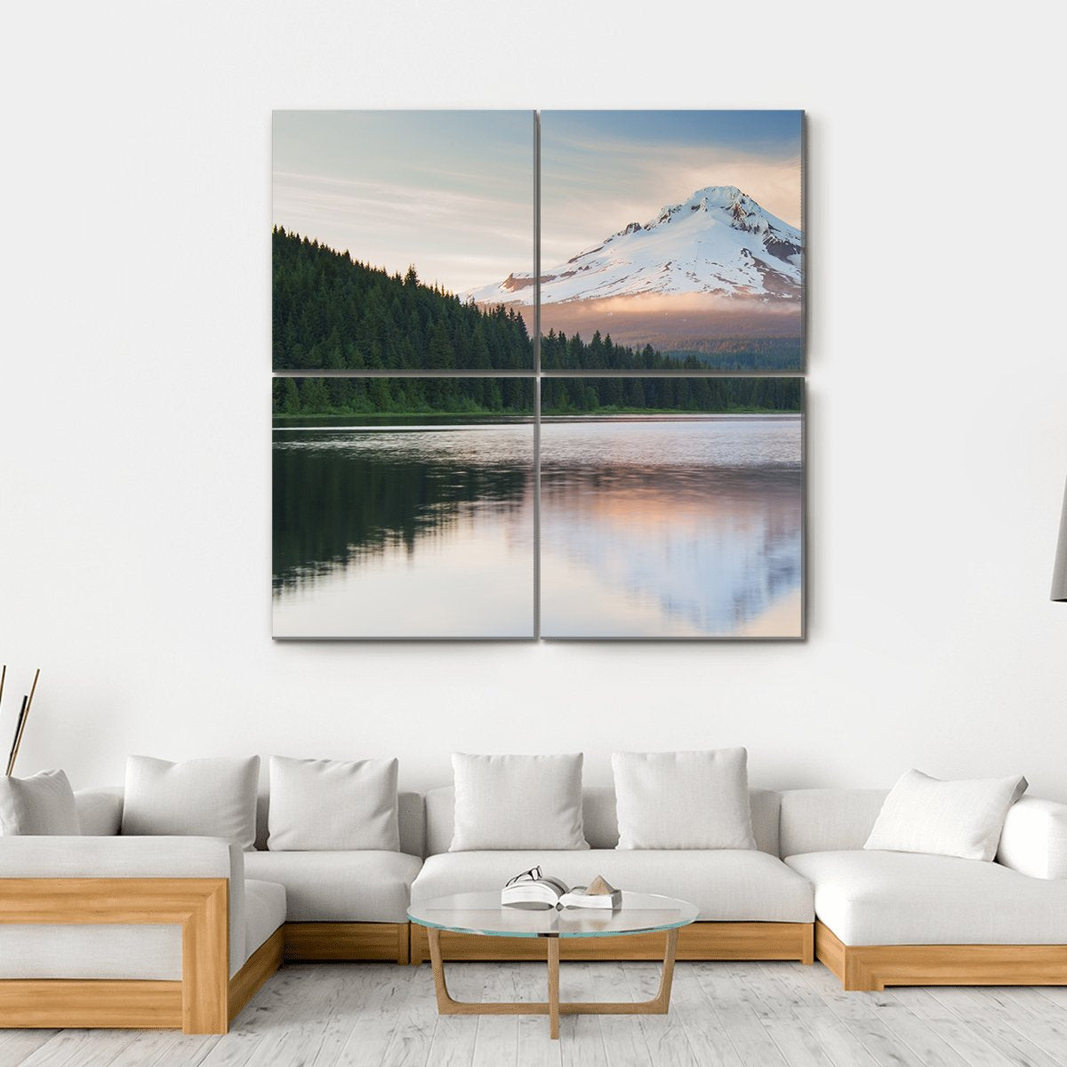 Volcano Mountain Mt Hood Canvas Wall Art-4 Square-Gallery Wrap-17" x 17"-Tiaracle