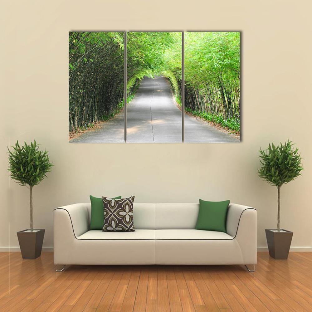 Walkway Of Bamboo Road Canvas Wall Art-3 Horizontal-Gallery Wrap-37" x 24"-Tiaracle