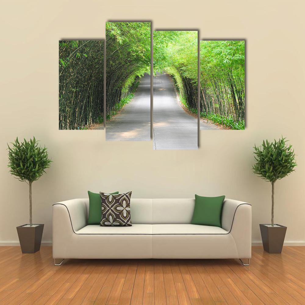 Walkway Of Bamboo Road Canvas Wall Art-4 Pop-Gallery Wrap-50" x 32"-Tiaracle