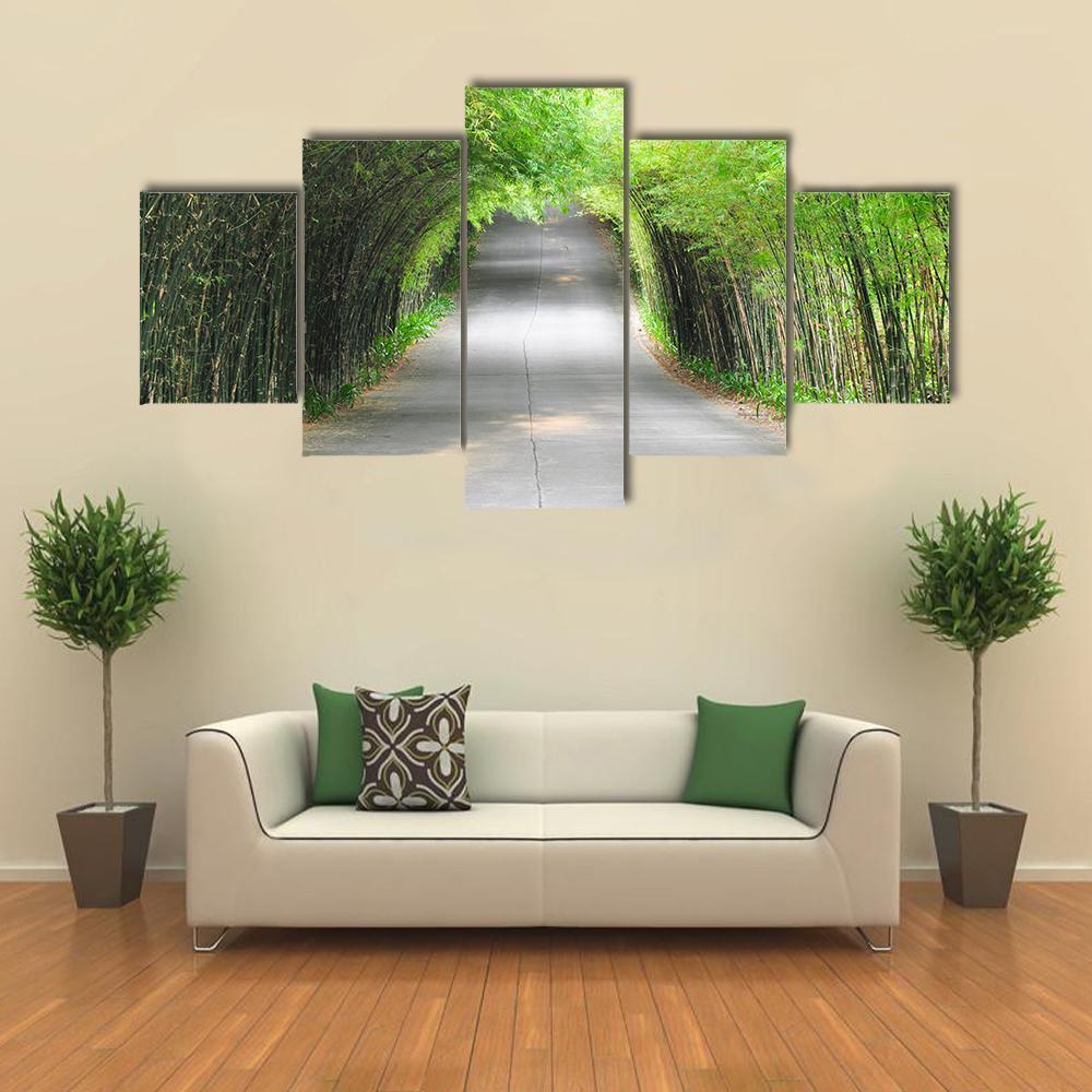 Walkway Of Bamboo Road Canvas Wall Art-5 Star-Gallery Wrap-62" x 32"-Tiaracle