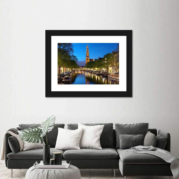 The Westerkerk At Evening Canvas Wall Art-1 Piece-Framed Print-20" x 16"-Tiaracle