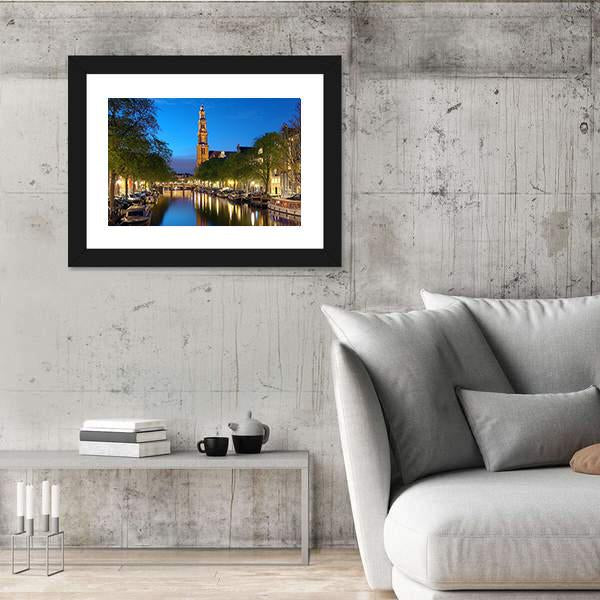 The Westerkerk At Evening Canvas Wall Art-3 Horizontal-Gallery Wrap-25" x 16"-Tiaracle
