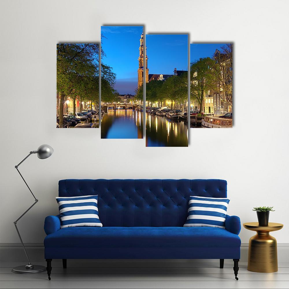 The Westerkerk At Evening Canvas Wall Art-4 Pop-Gallery Wrap-50" x 32"-Tiaracle