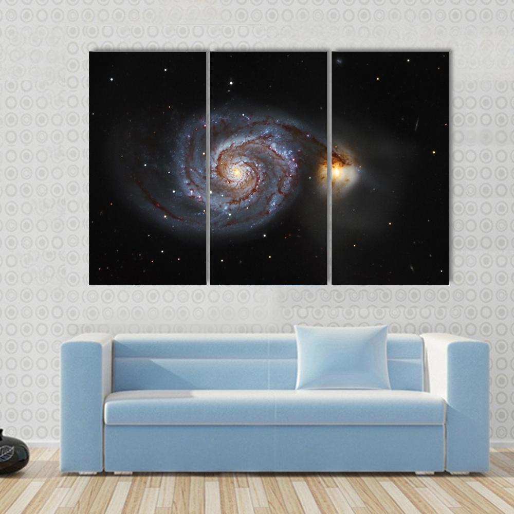 The Whirlpool Galaxy Canvas Wall Art-3 Horizontal-Gallery Wrap-37" x 24"-Tiaracle