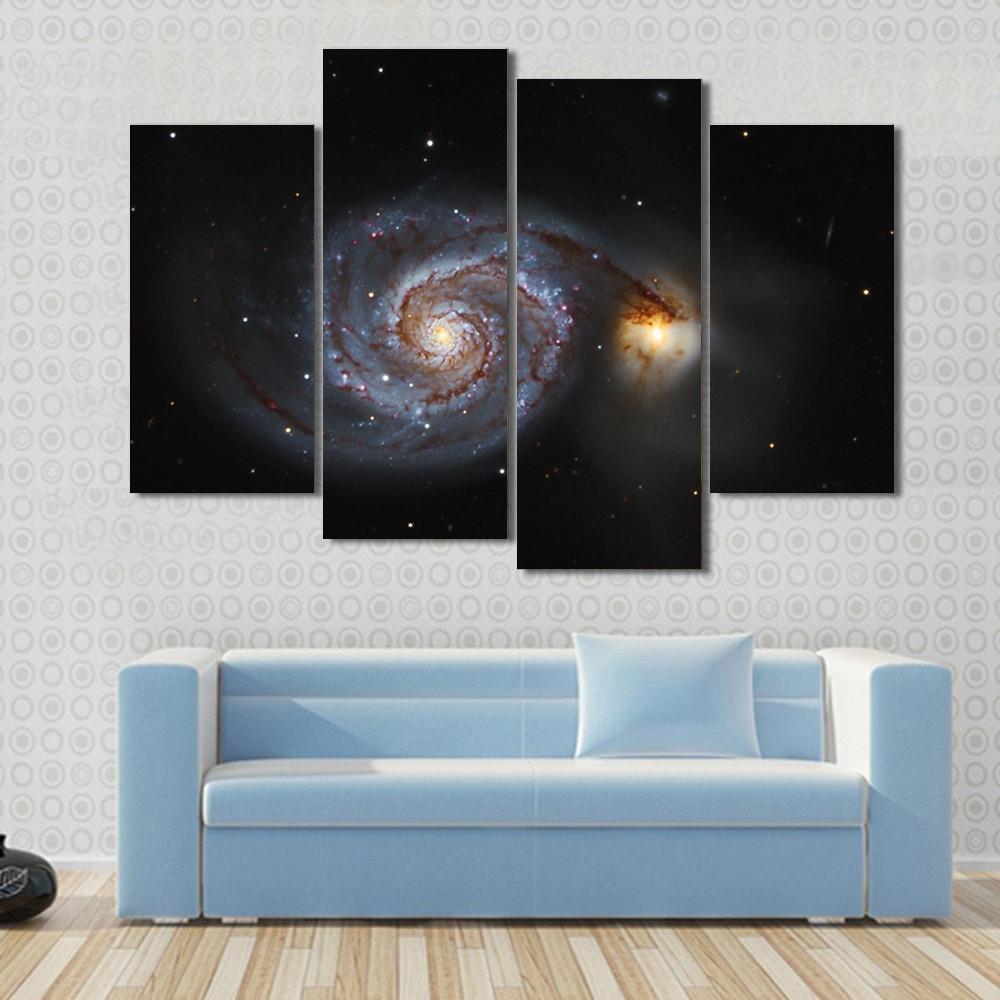 The Whirlpool Galaxy Canvas Wall Art-4 Pop-Gallery Wrap-50" x 32"-Tiaracle