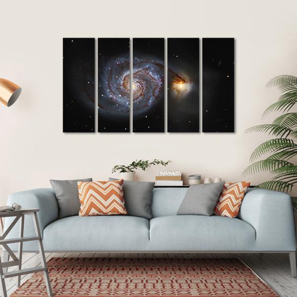 The Whirlpool Galaxy Canvas Wall Art-5 Horizontal-Gallery Wrap-22" x 12"-Tiaracle