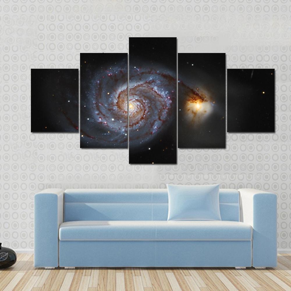 The Whirlpool Galaxy Canvas Wall Art-5 Star-Gallery Wrap-62" x 32"-Tiaracle