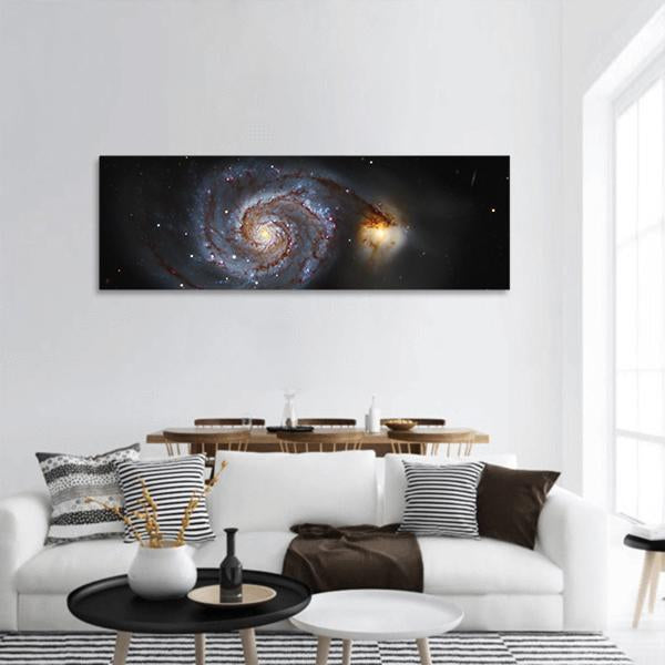 The Whirlpool Galaxy Panoramic Canvas Wall Art-1 Piece-36" x 12"-Tiaracle