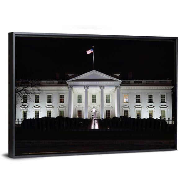 The White House At Night Canvas Wall Art-3 Horizontal-Gallery Wrap-25" x 16"-Tiaracle