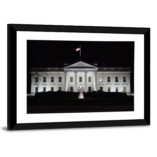 The White House At Night Canvas Wall Art-3 Horizontal-Gallery Wrap-25" x 16"-Tiaracle