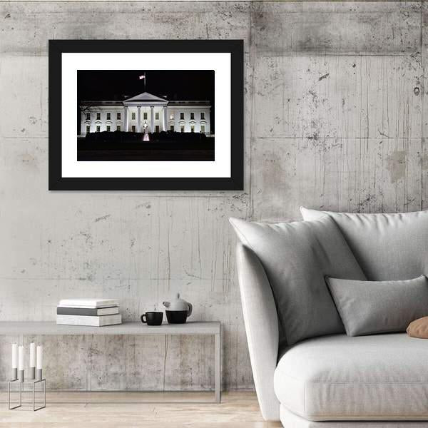 The White House At Night Canvas Wall Art-3 Horizontal-Gallery Wrap-25" x 16"-Tiaracle