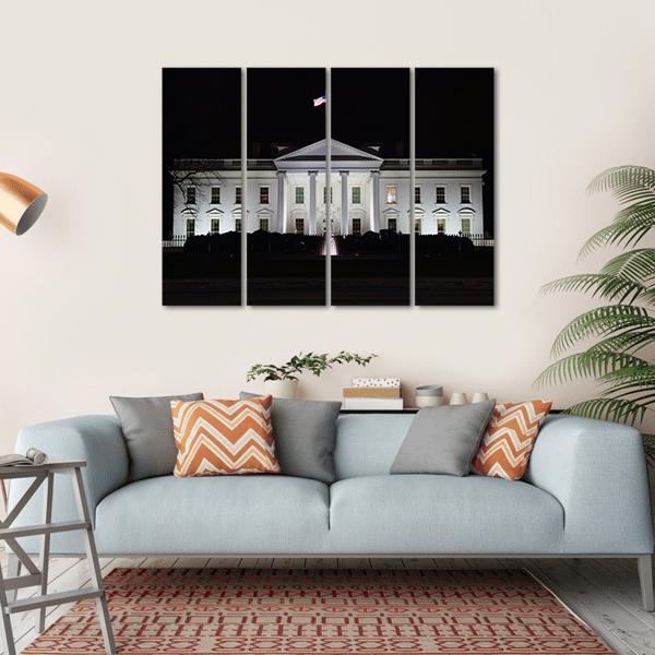 The White House At Night Canvas Wall Art-4 Horizontal-Gallery Wrap-34" x 24"-Tiaracle