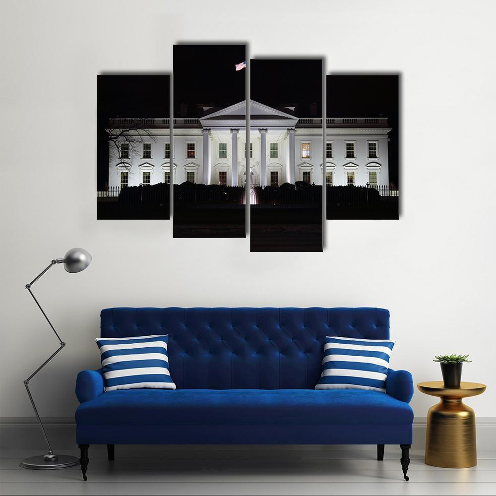 The White House At Night Canvas Wall Art-4 Pop-Gallery Wrap-50" x 32"-Tiaracle
