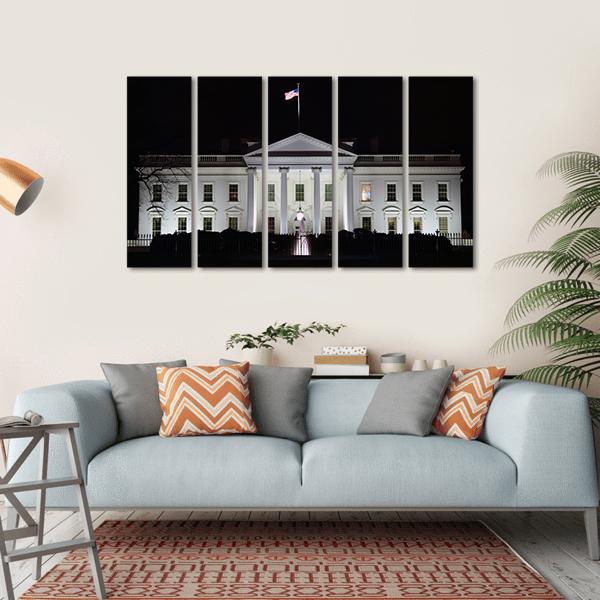 The White House At Night Canvas Wall Art-5 Horizontal-Gallery Wrap-22" x 12"-Tiaracle