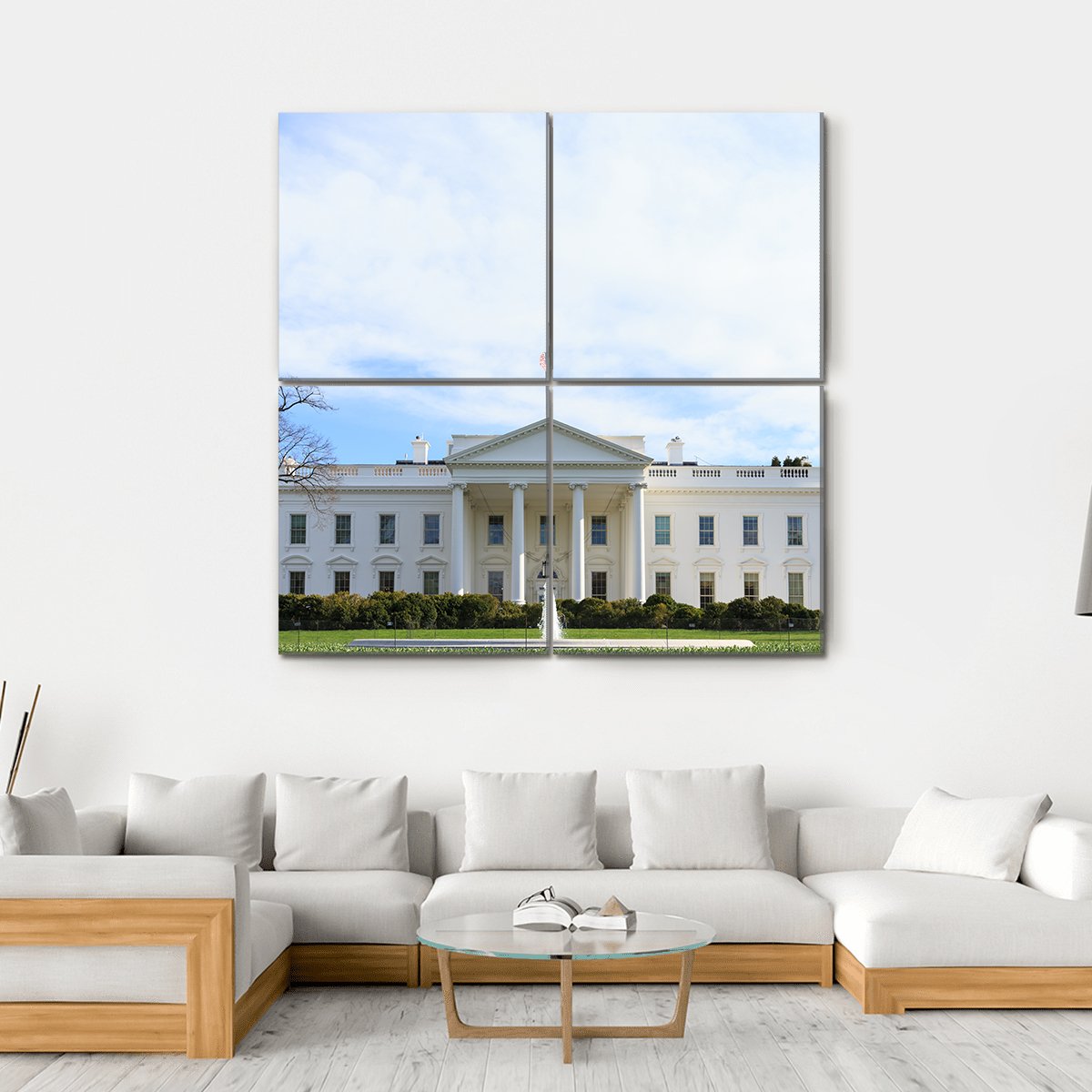 The White House Canvas Wall Art-4 Square-Gallery Wrap-17" x 17"-Tiaracle