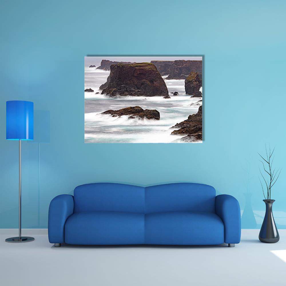 Wild Atlantic Ocean Crashes Against The Sea Canvas Wall Art-1 Piece-Gallery Wrap-36" x 24"-Tiaracle