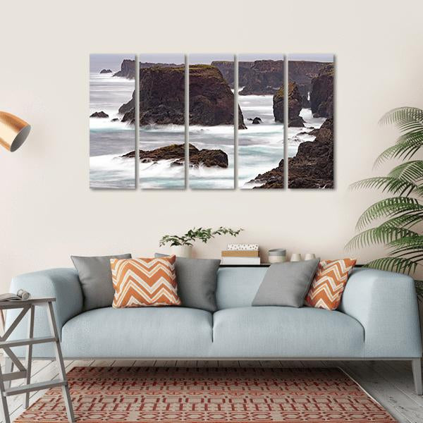 Wild Atlantic Ocean Crashes Against The Sea Canvas Wall Art-5 Horizontal-Gallery Wrap-22" x 12"-Tiaracle