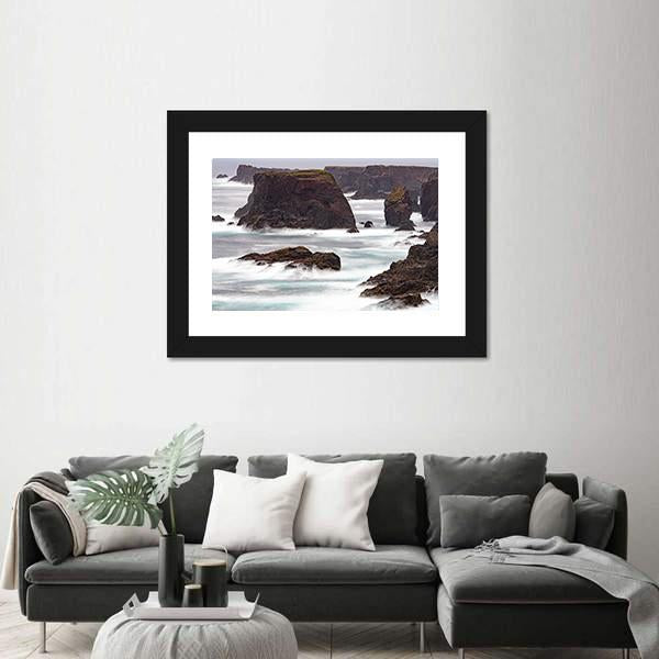 Wild Atlantic Ocean Crashes Against The Sea Canvas Wall Art-1 Piece-Framed Print-20" x 16"-Tiaracle