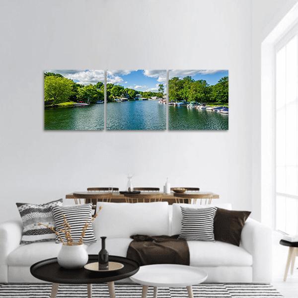 The Winnipesaukee River Panoramic Canvas Wall Art-3 Piece-25" x 08"-Tiaracle